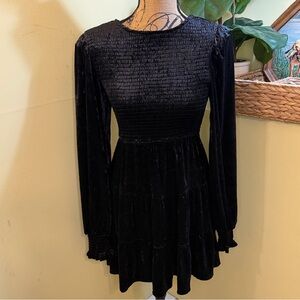 NWT Baltic Born Kele Crushed Velvet Mini Dress black medium